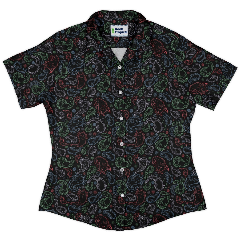 Axolotl Avatar State Curvy Button Up Shirt Geek Nerd anime Design by Ardi Tong q225