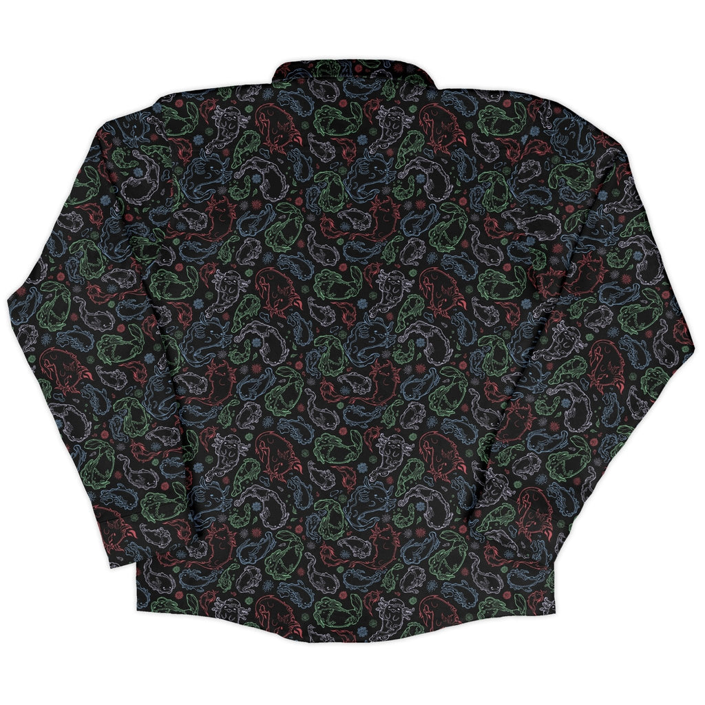 Axolotl avatar state Long Sleeve Button Up Shirt Geek Nerd adult sizing anime Design by Ardi Tong