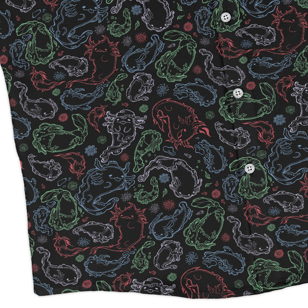 Axolotl avatar state Long Sleeve Button Up Shirt Geek Nerd adult sizing anime Design by Ardi Tong