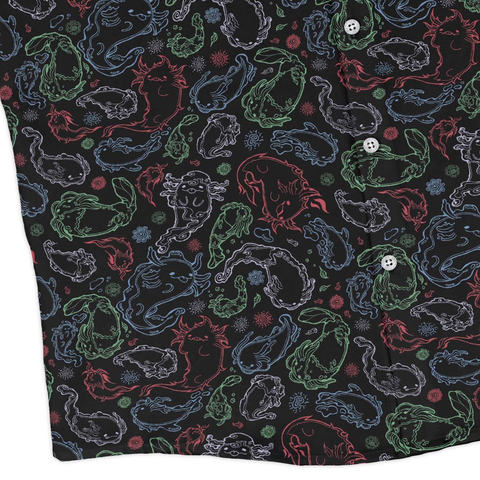 Axolotl avatar state Long Sleeve Button Up Shirt Geek Nerd adult sizing anime Design by Ardi Tong