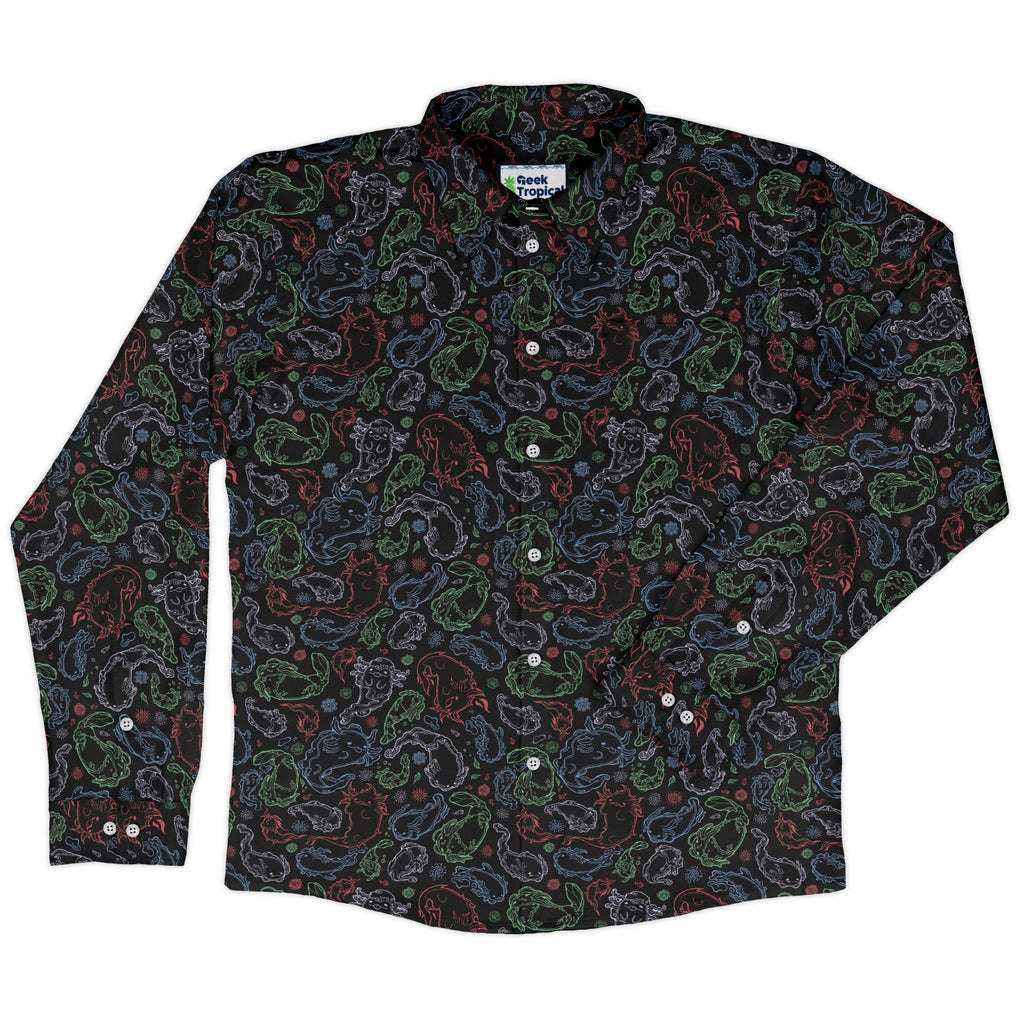 Axolotl avatar state Long Sleeve Button Up Shirt Geek Nerd adult sizing anime Design by Ardi Tong