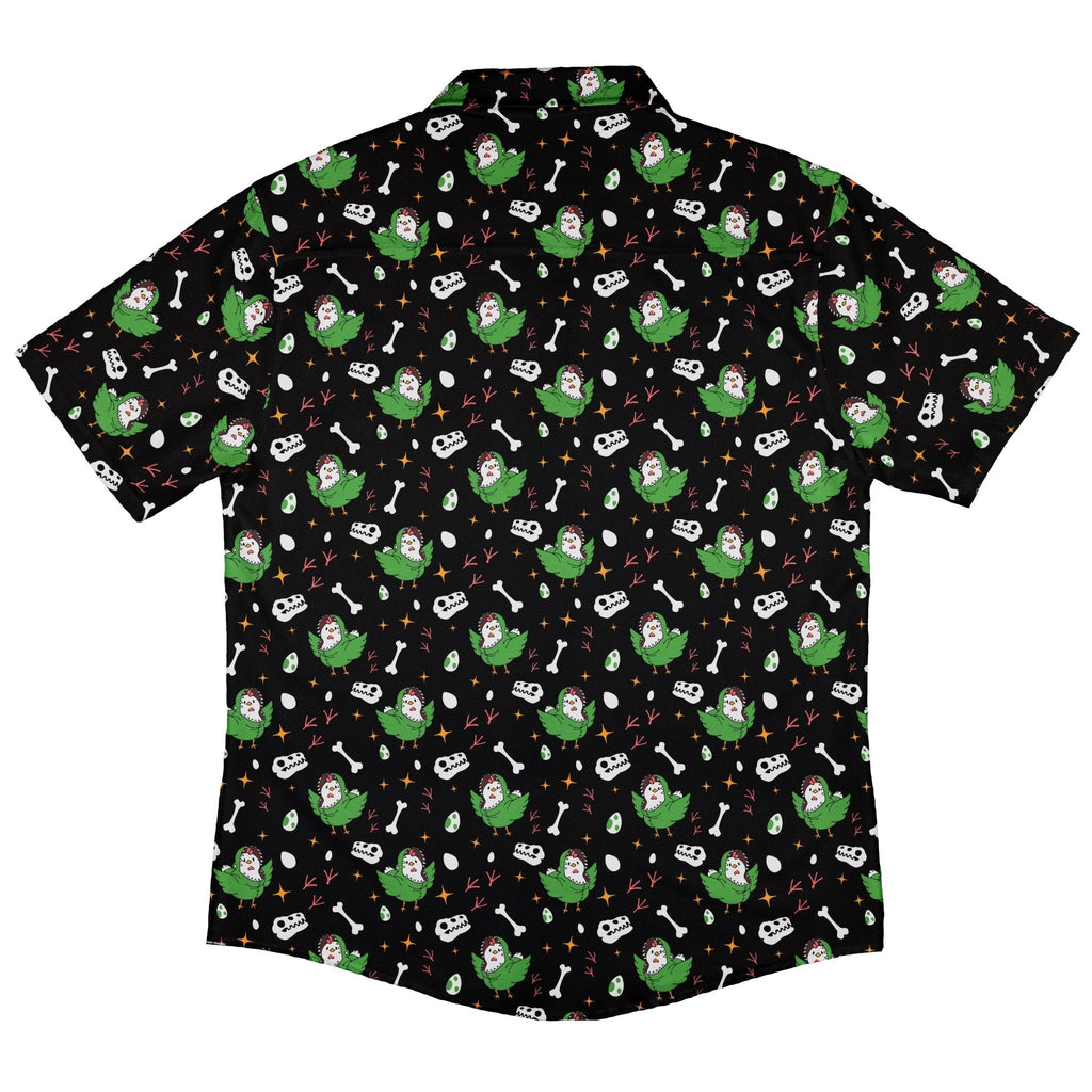 Chickenossauro Rex Button Up Shirt Geek Nerd adult sizing Design by Tobe Fonseca dinosaur print