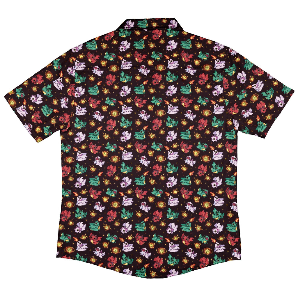 Baby Dragon Familiars Button Up Shirt Geek Nerd adult sizing Design by Ardi Tong dnd & rpg print