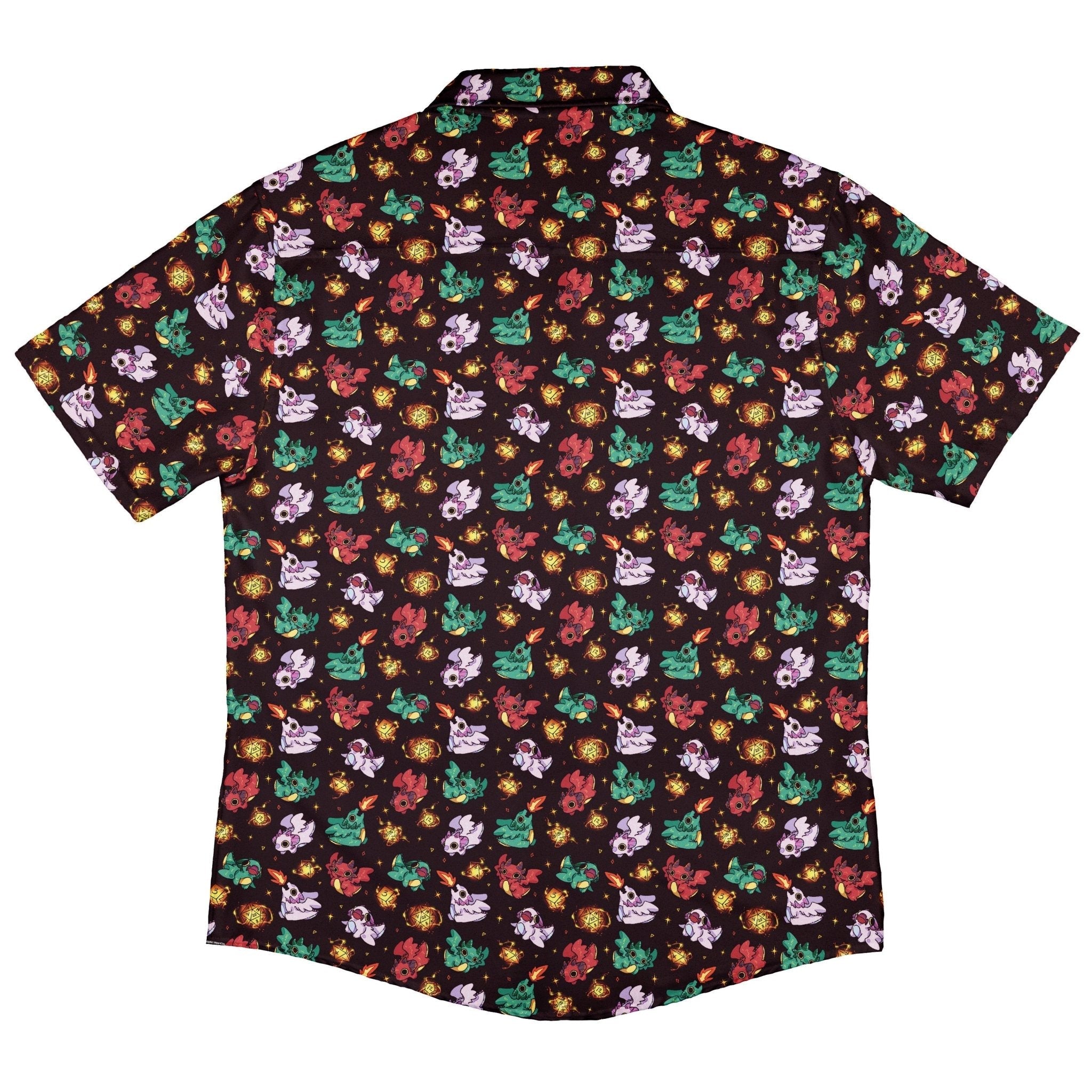 Baby Dragon Familiars Button Up Shirt Geek Nerd adult sizing Design by Ardi Tong dnd & rpg print