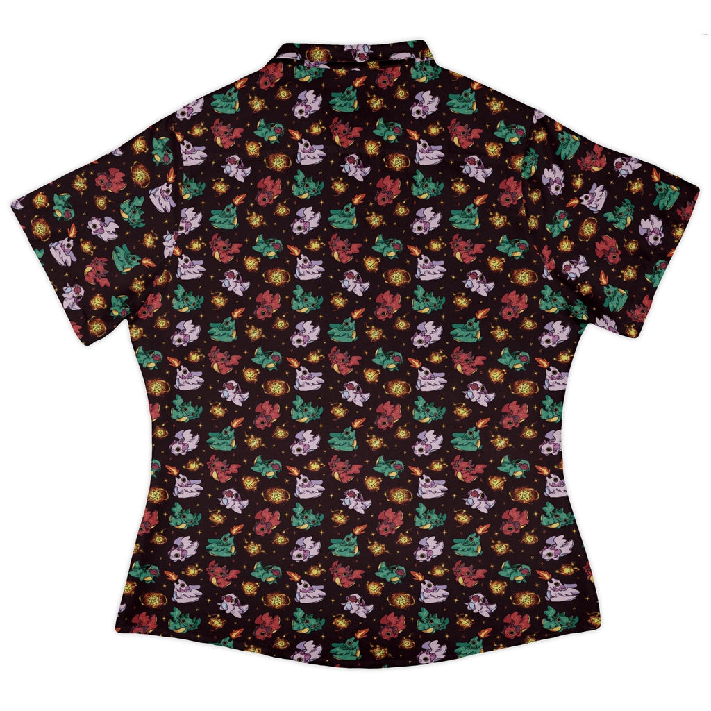 Baby Dragon Familiars Curvy Button Up Shirt Geek Nerd Design by Ardi Tong dnd & rpg print q225