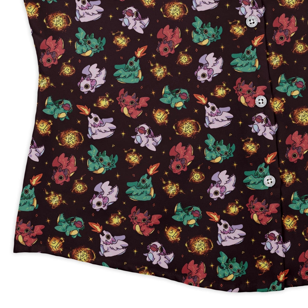 Baby Dragon Familiars Curvy Button Up Shirt Geek Nerd Design by Ardi Tong dnd & rpg print q225