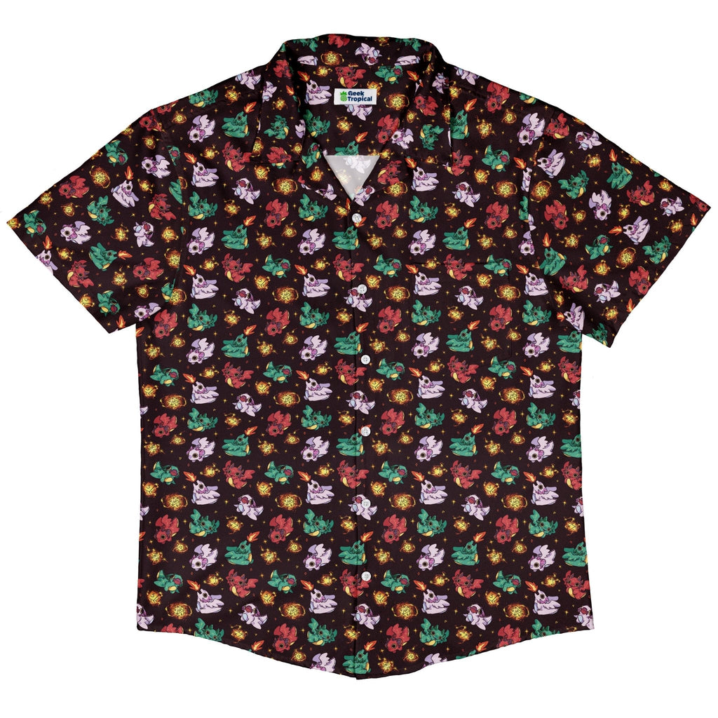 Baby Dragon Familiars Button Up Shirt Geek Nerd adult sizing Design by Ardi Tong dnd & rpg print