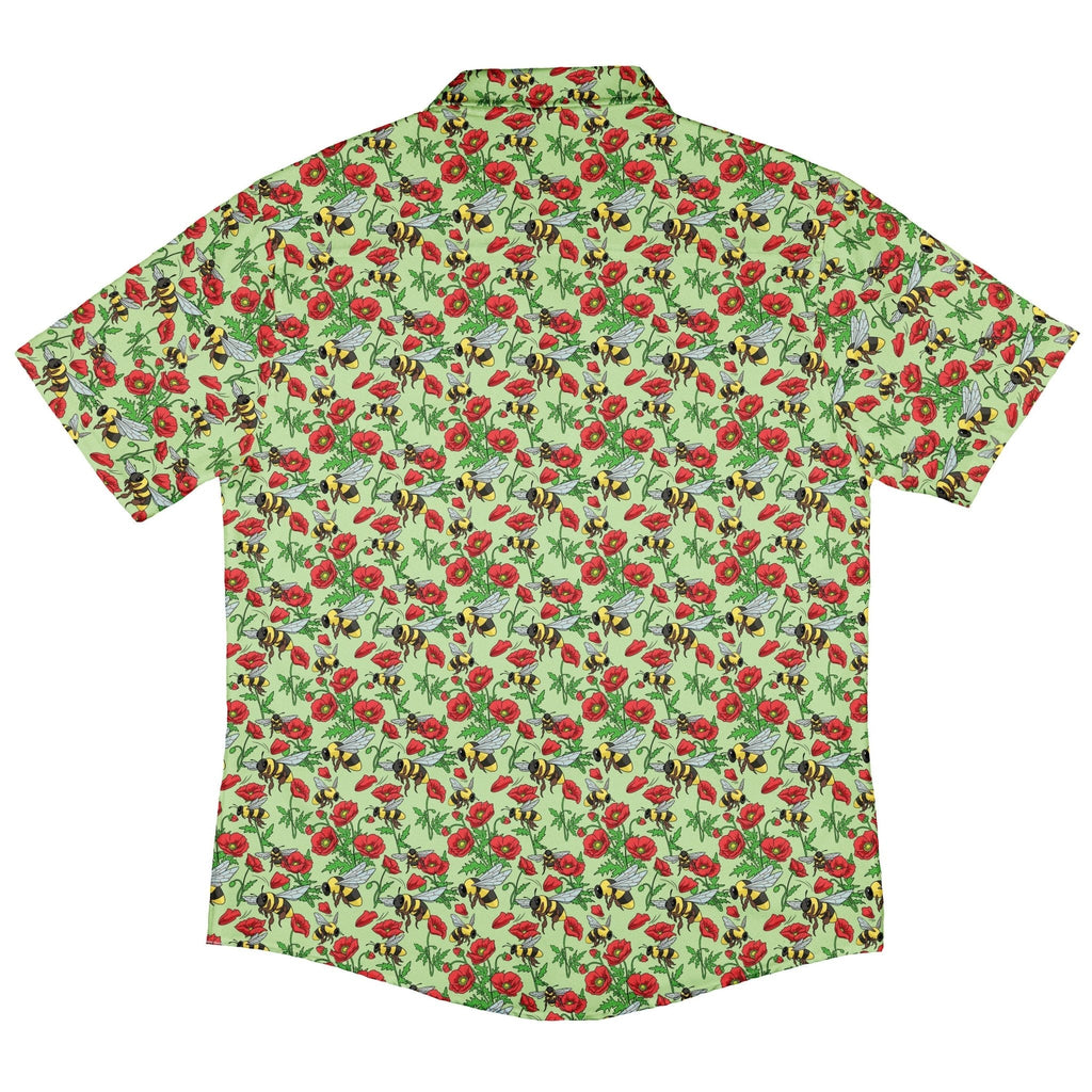 Bee - autiful Garden Button Up Shirt Geek Nerd adult sizing botany print Design by Julie Kitzes