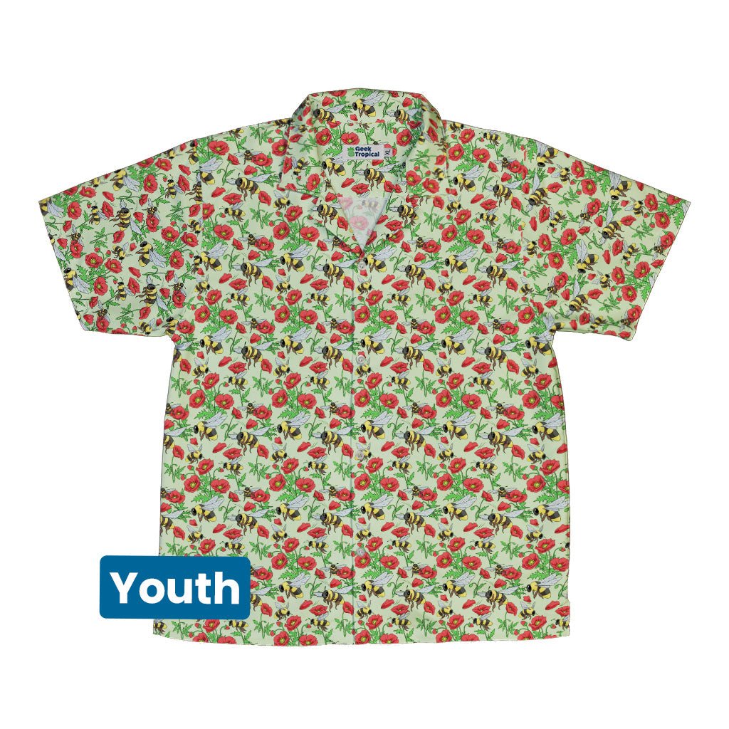Bee - autiful Garden Youth Hawaiian Shirt Geek Nerd botany print Design by Julie Kitzes q225