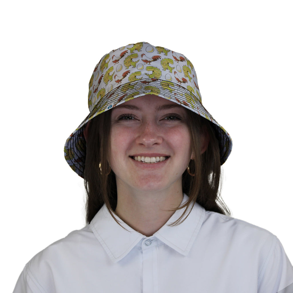 Before the Chicken Bucket Hat Geek Nerd 0925 Design by Tobe Fonseca dinosaur print