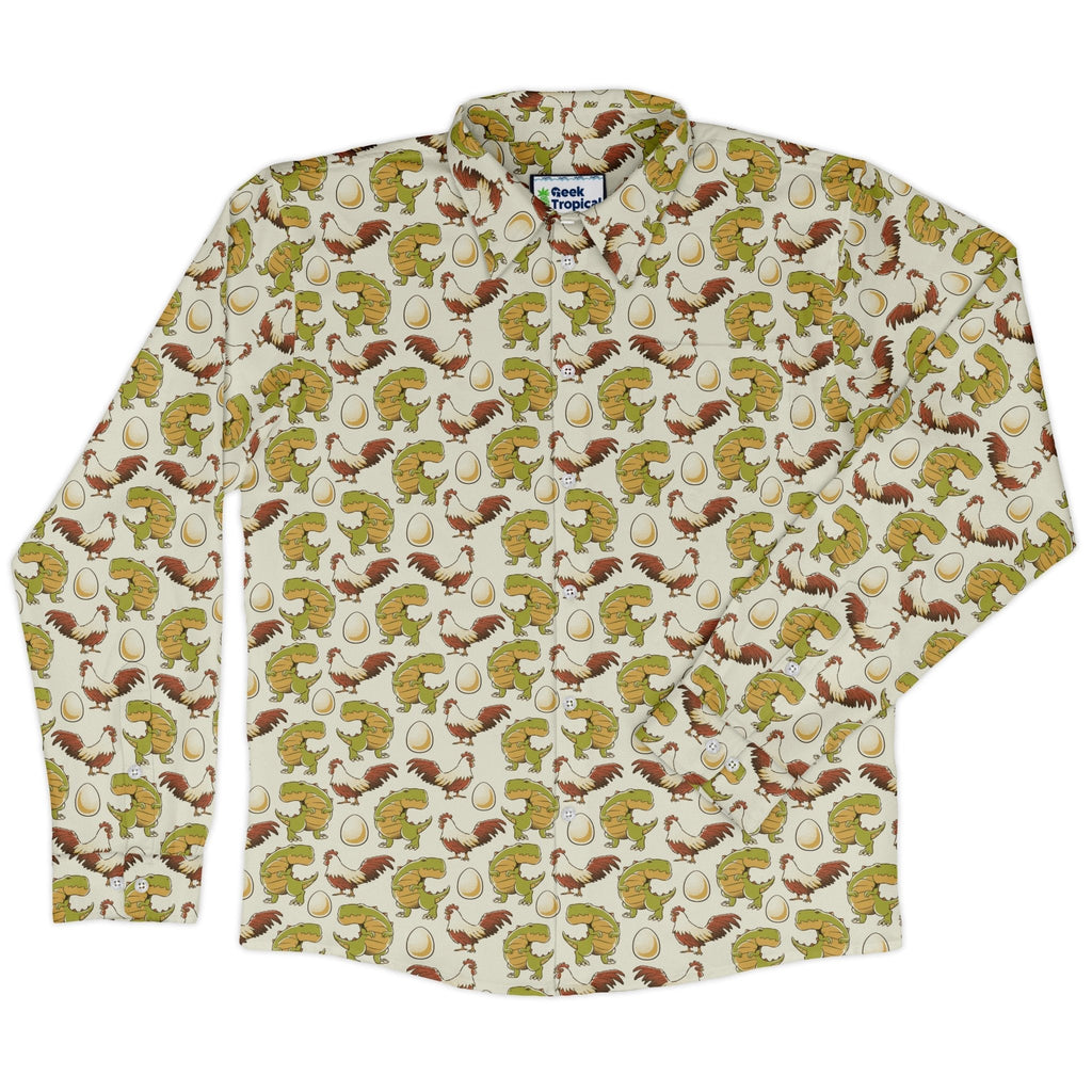 Before the Chicken Long Sleeve Button Up Shirt Geek Nerd 0925 adult sizing All Adult Button Up Shirts