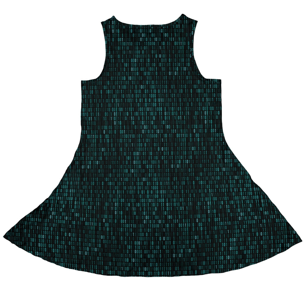 Binary Computer 1s And 0s Teal Black Dress Geek Nerd computer print lx - C Simple Patterns