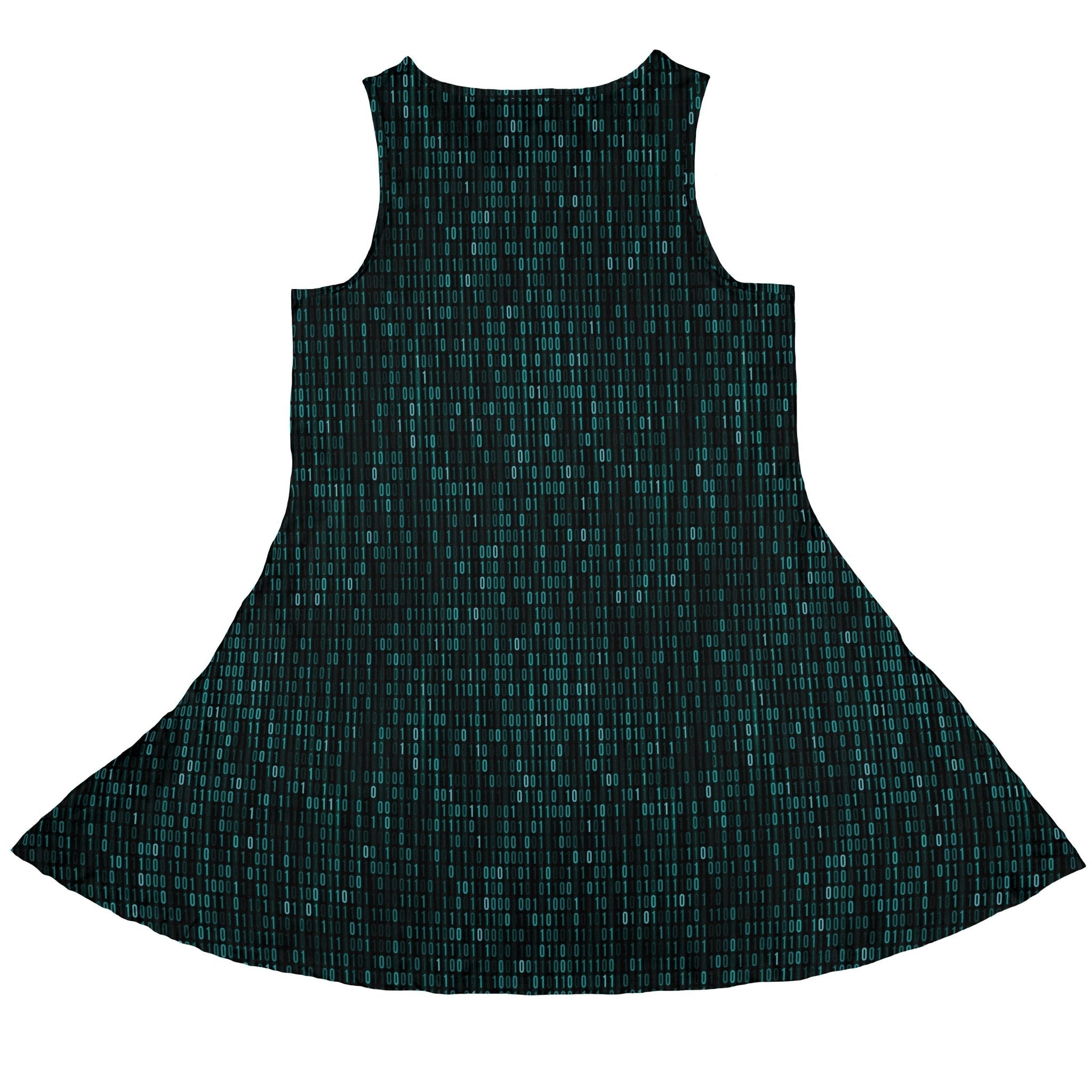 Binary Computer 1s And 0s Teal Black Dress Geek Nerd computer print lx - C Simple Patterns