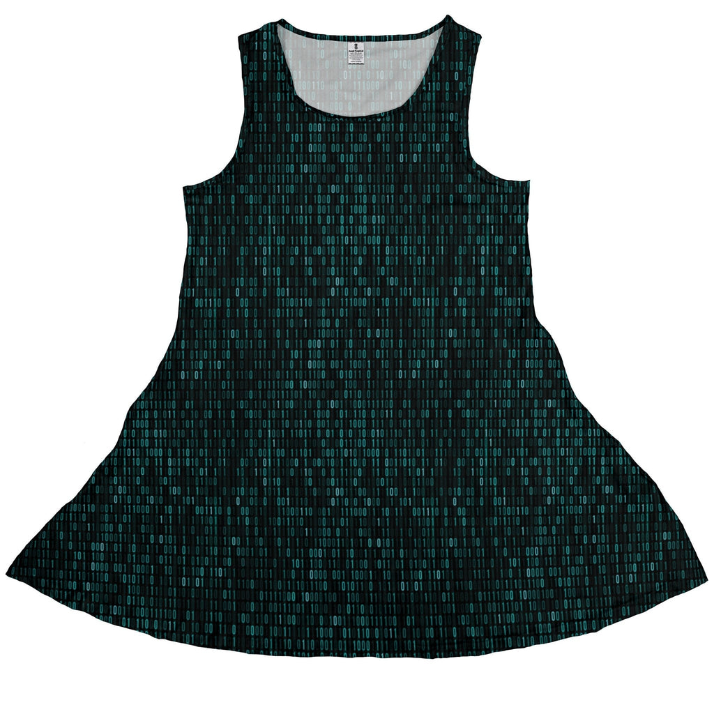 Binary Computer 1s And 0s Teal Black Dress Geek Nerd computer print lx - C Simple Patterns
