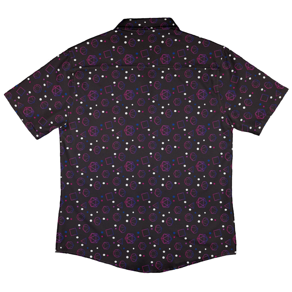 Bisexual Pride Flag DND Dice Button Up Shirt - adult sizing - Design by Heather Davenport - dnd & rpg print