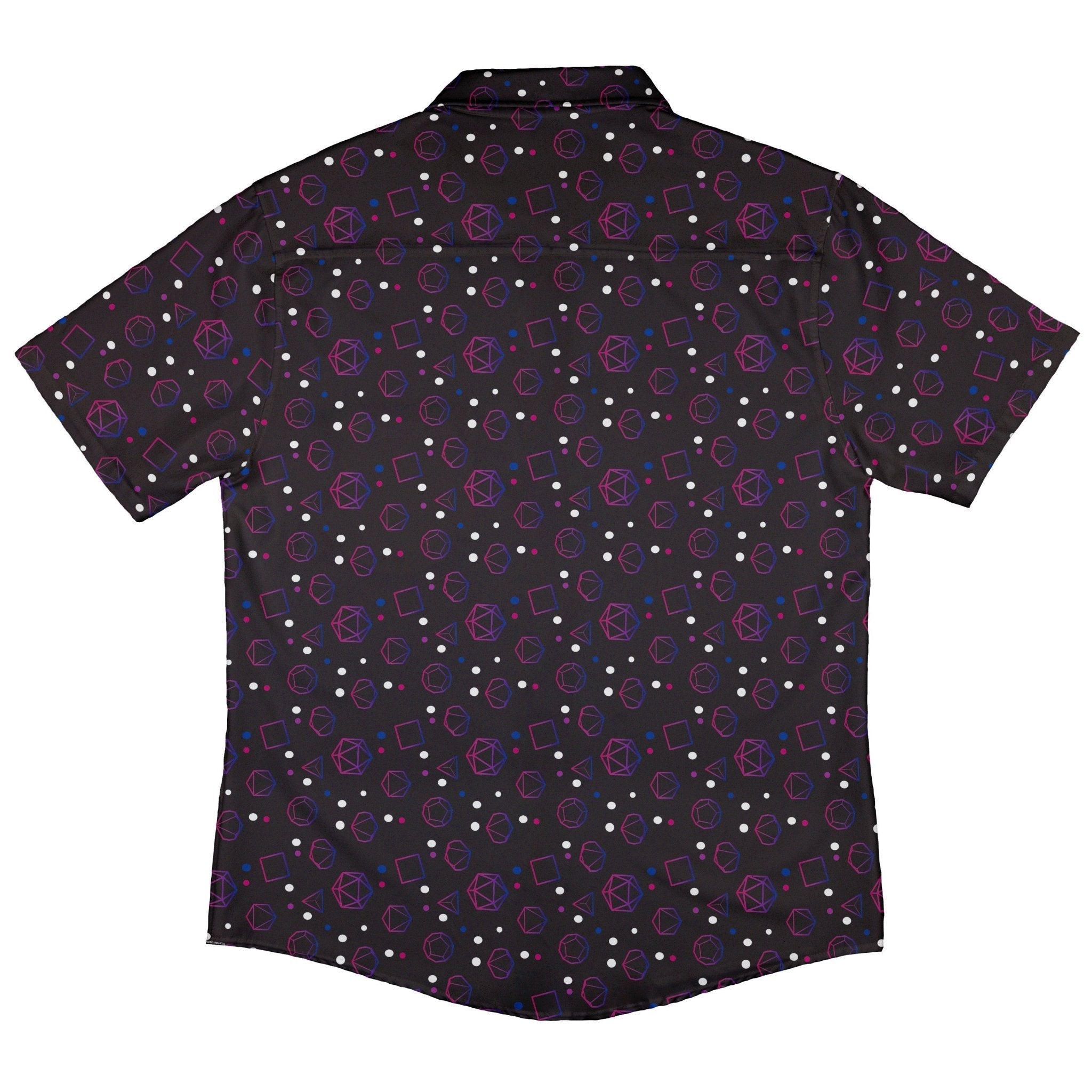 Bisexual Pride Flag DND Dice Button Up Shirt - adult sizing - Design by Heather Davenport - dnd & rpg print