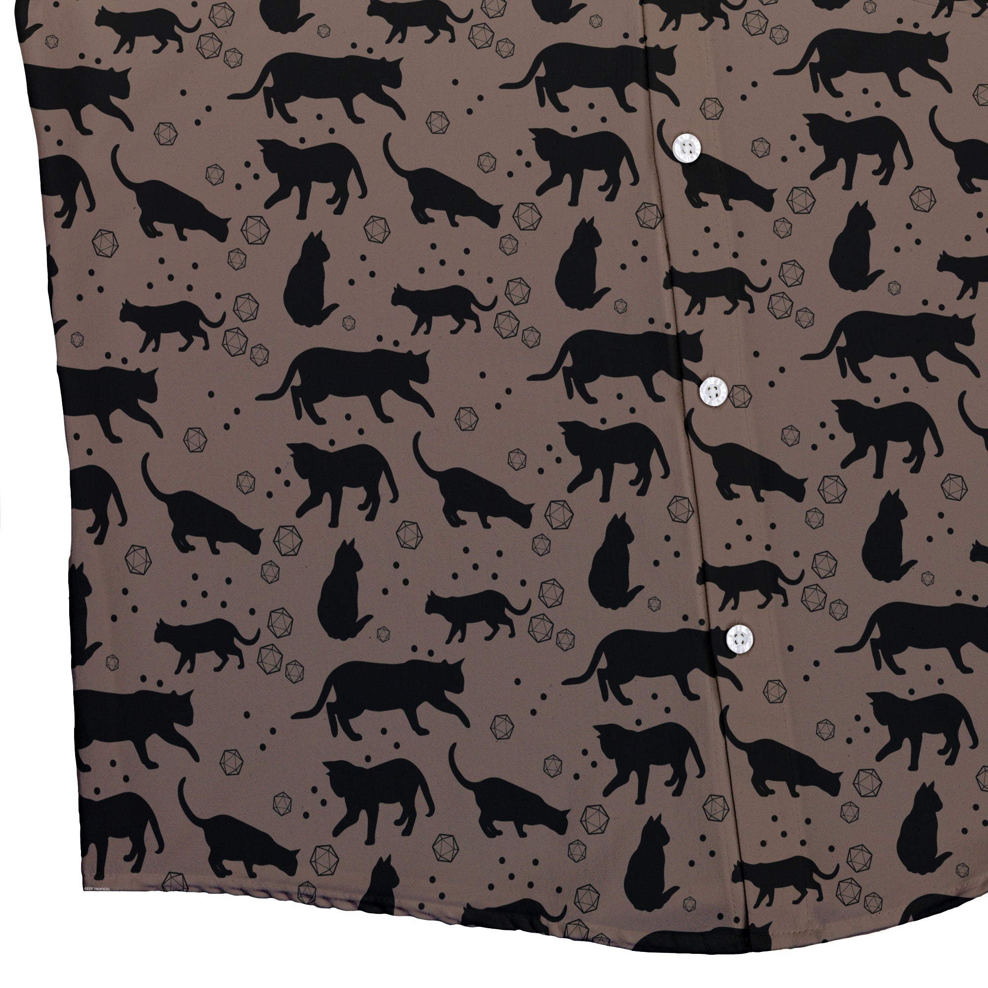 Black Cat DND Dice Button Up Shirt Geek Nerd adult sizing halloween q4