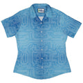 Blue Computer Circuit Board Curvy Button Up Shirt Geek Nerd computer print women