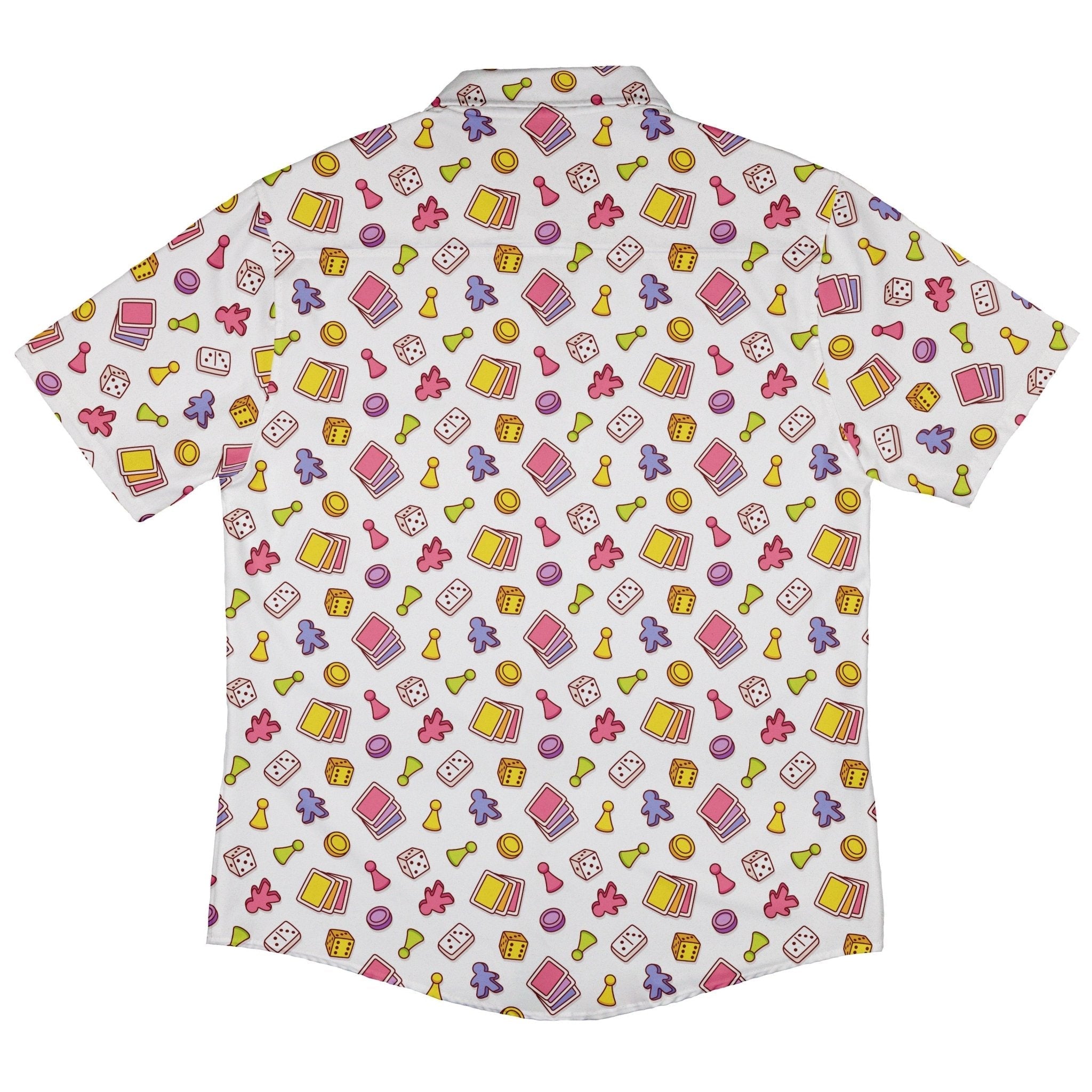 Board Game Objects Meeples White Button Up Shirt - adult sizing - board game print -