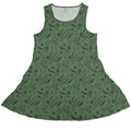 Bones and Flowers Green Dress Geek Nerd 0925 Botany Print Design by Heather Davenport