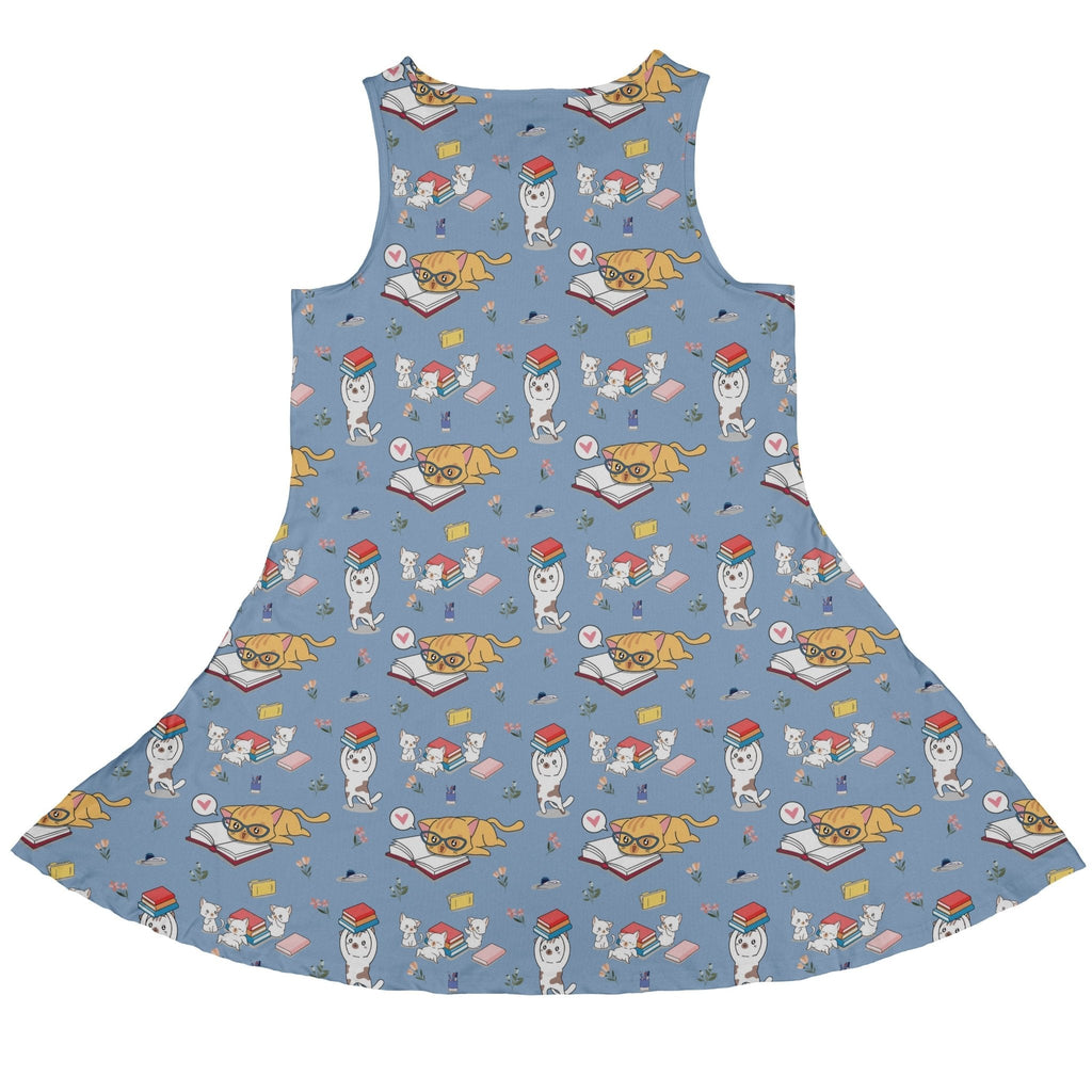 Book Nerd Cats Dress Geek Nerd Animal Patterns Book Prints lx - C