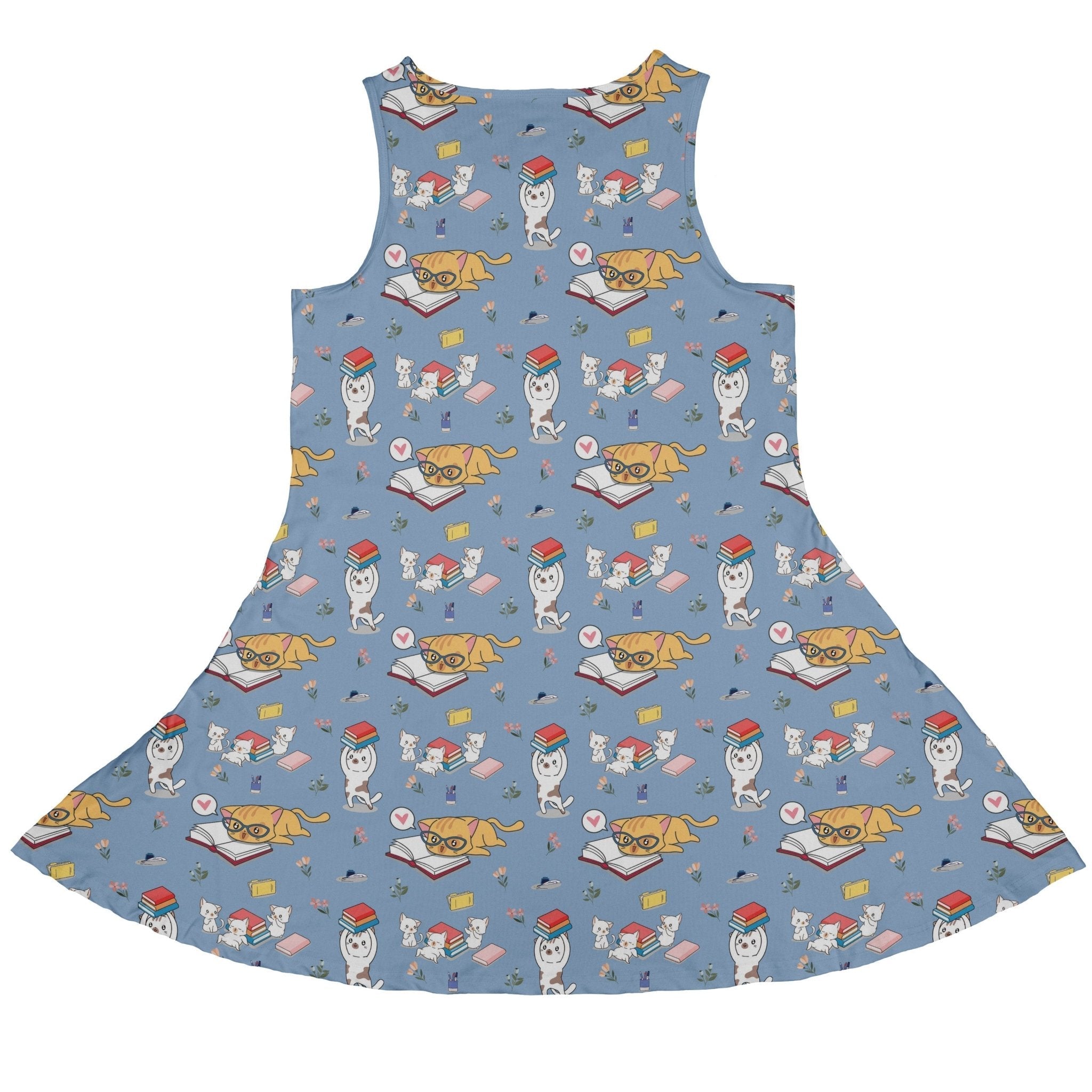 Book Nerd Cats Dress Geek Nerd Animal Patterns Book Prints lx - C