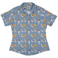 Book Nerd Cats Curvy Button Up Shirt Geek Nerd Animal Patterns Book Prints women