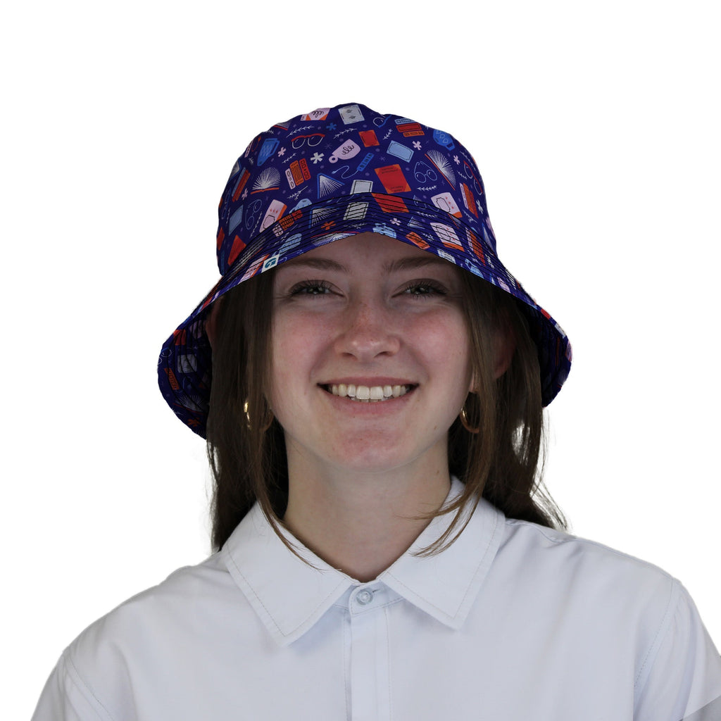 Book Nerd Bucket Hat Geek Nerd book prints Design by Zirkus Design lx - B