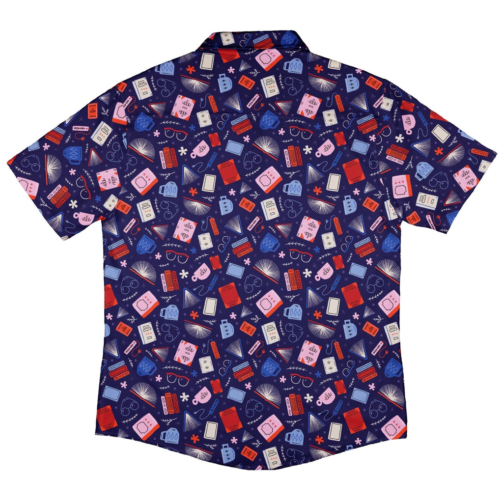 Book Nerd Button Up Shirt Geek Nerd adult sizing book prints Design by Zirkus Design