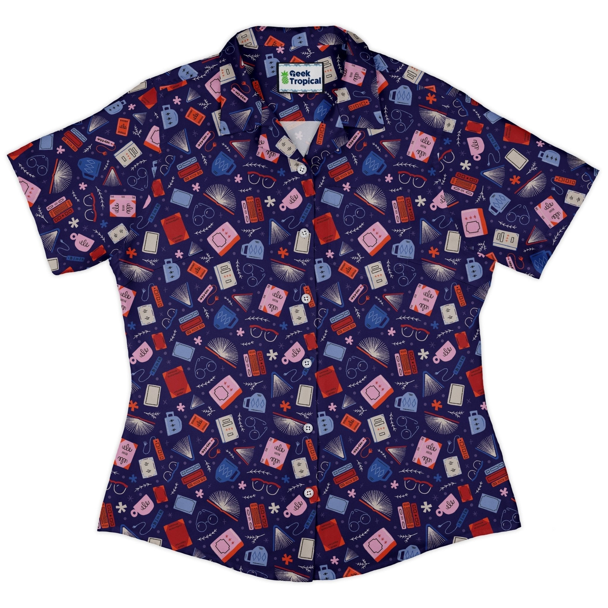 Book Nerd Curvy Button Up Shirt Geek Nerd book prints Design by Zirkus Design q225