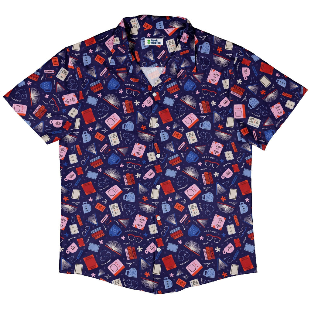 Book Nerd Button Up Shirt Geek Nerd adult sizing book prints Design by Zirkus Design