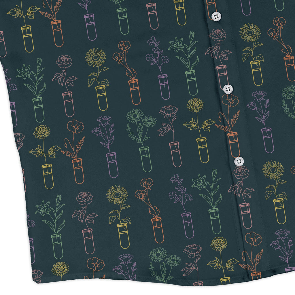 Botany Lovers Long Sleeve Button Up Shirt Geek Nerd adult sizing Botany Print FLOW DESC WRITING