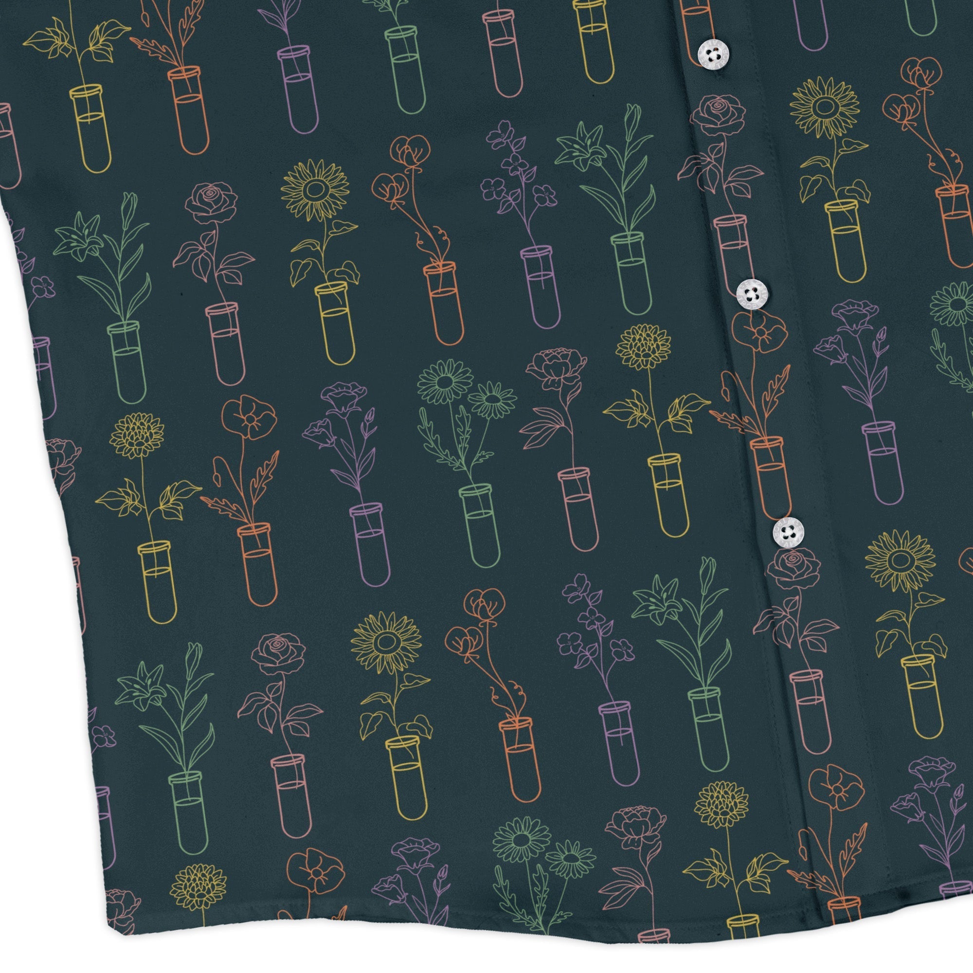Botany Lovers Long Sleeve Button Up Shirt Geek Nerd adult sizing Botany Print FLOW DESC WRITING