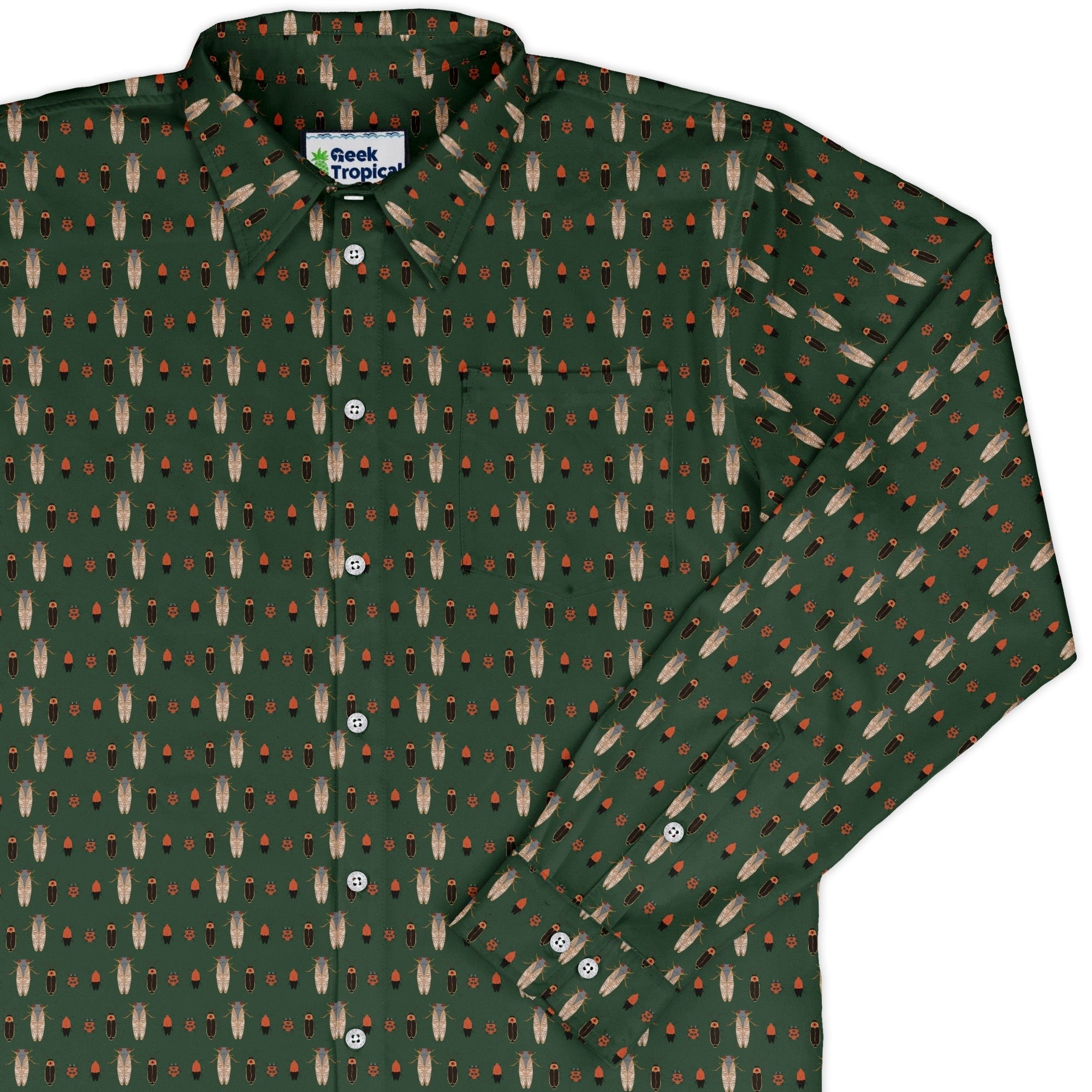 Bug March Long Sleeve Button Up Shirt Geek Nerd 0925 adult sizing All Adult Button Up Shirts