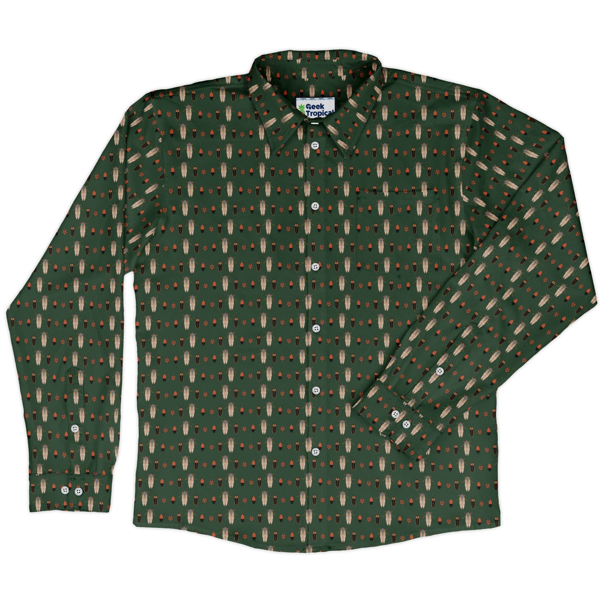 Bug March Long Sleeve Button Up Shirt Geek Nerd 0925 adult sizing All Adult Button Up Shirts