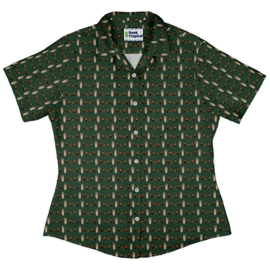 Bug March Curvy Button Up Shirt Geek Nerd 0925 All Adult Button Up Shirts Animal Patterns