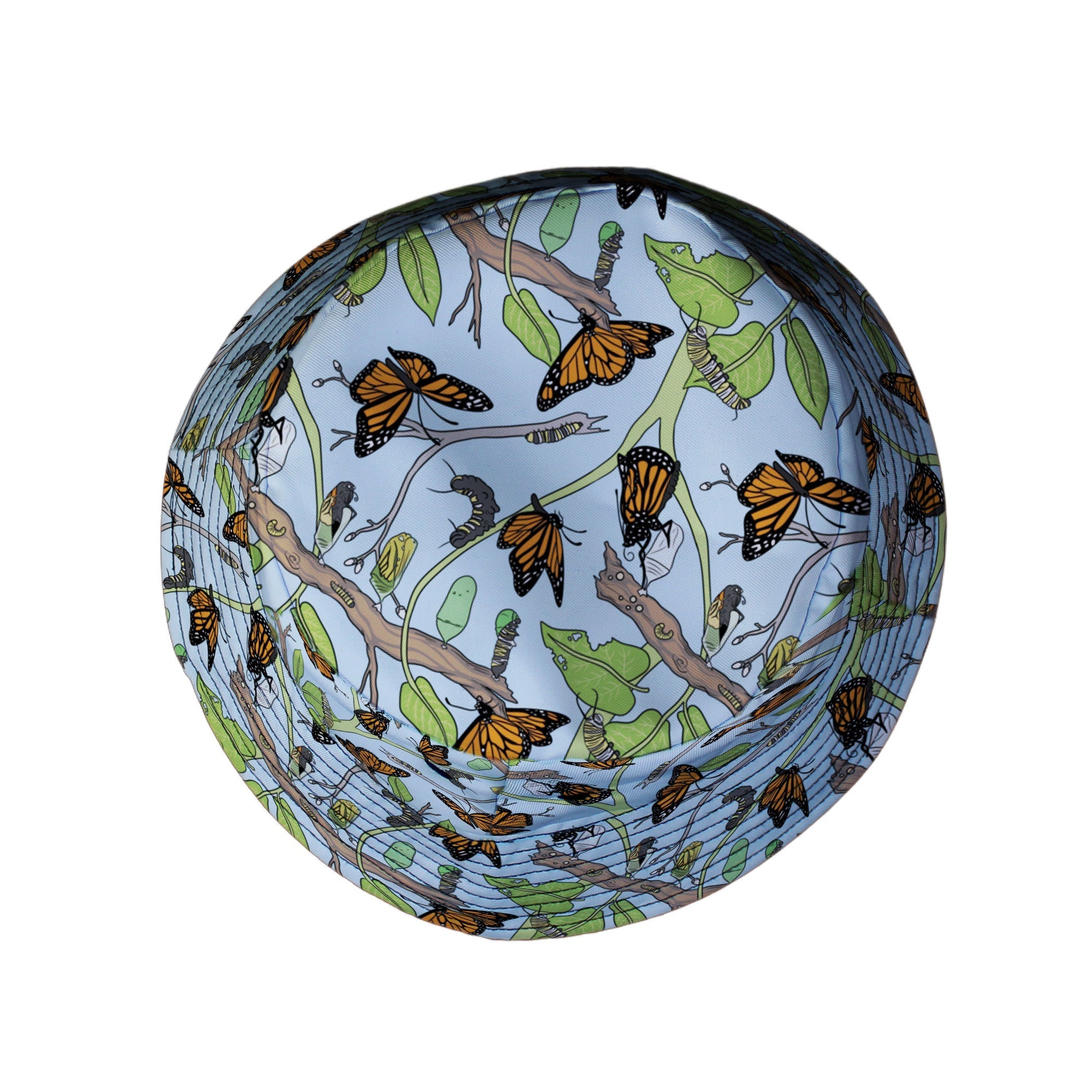 Butterfly Cycle Bucket Hat Geek Nerd botany print Design by Julie Kitzes lx - B