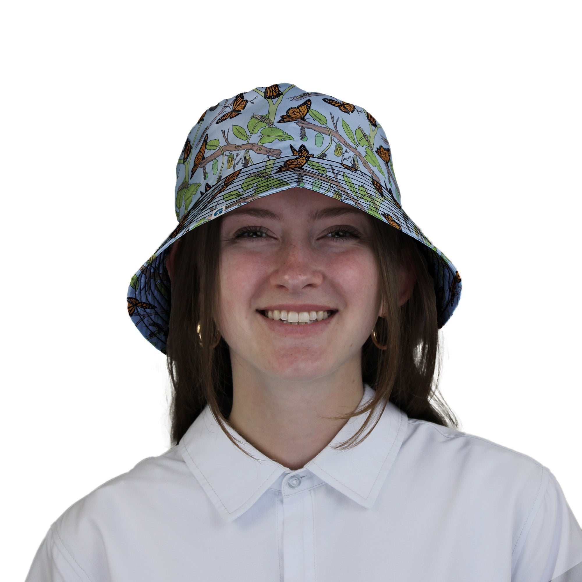 Butterfly Cycle Bucket Hat Geek Nerd botany print Design by Julie Kitzes lx - B