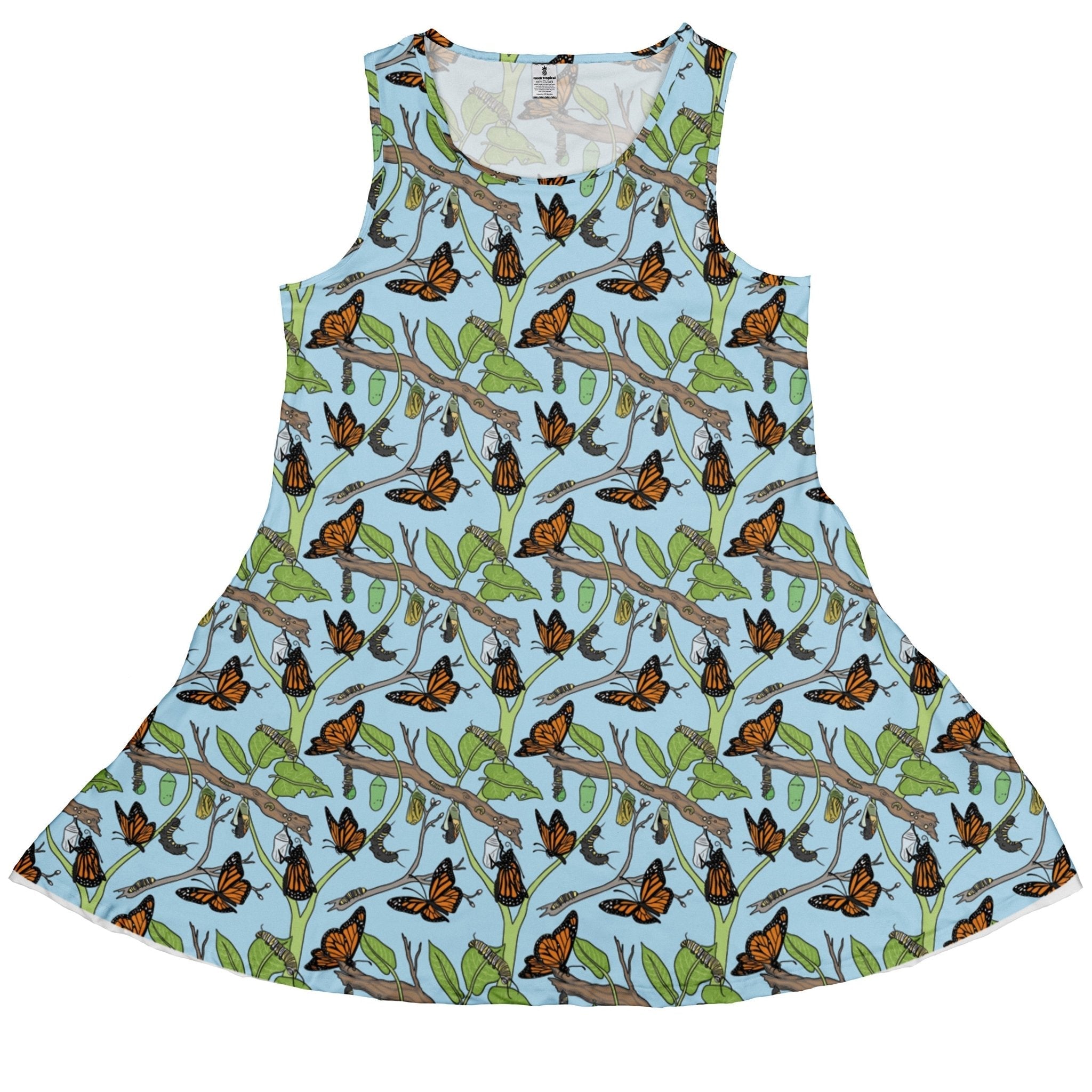 Butterfly Cycle Dress Geek Nerd botany print Design by Julie Kitzes lx - C