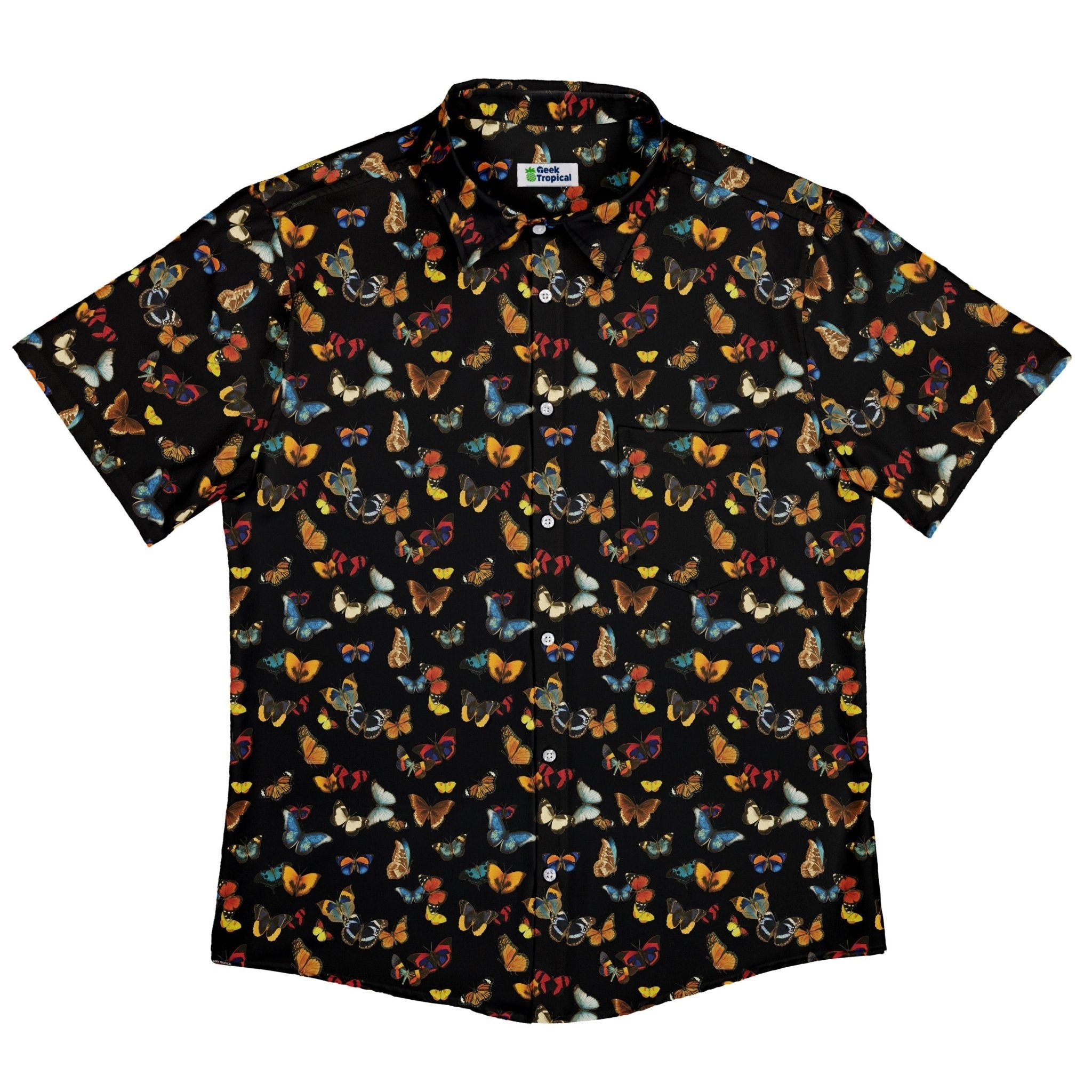 Butterfly Spring Button Up Shirt Geek Nerd 0925 adult sizing All Adult Button Up Shirts