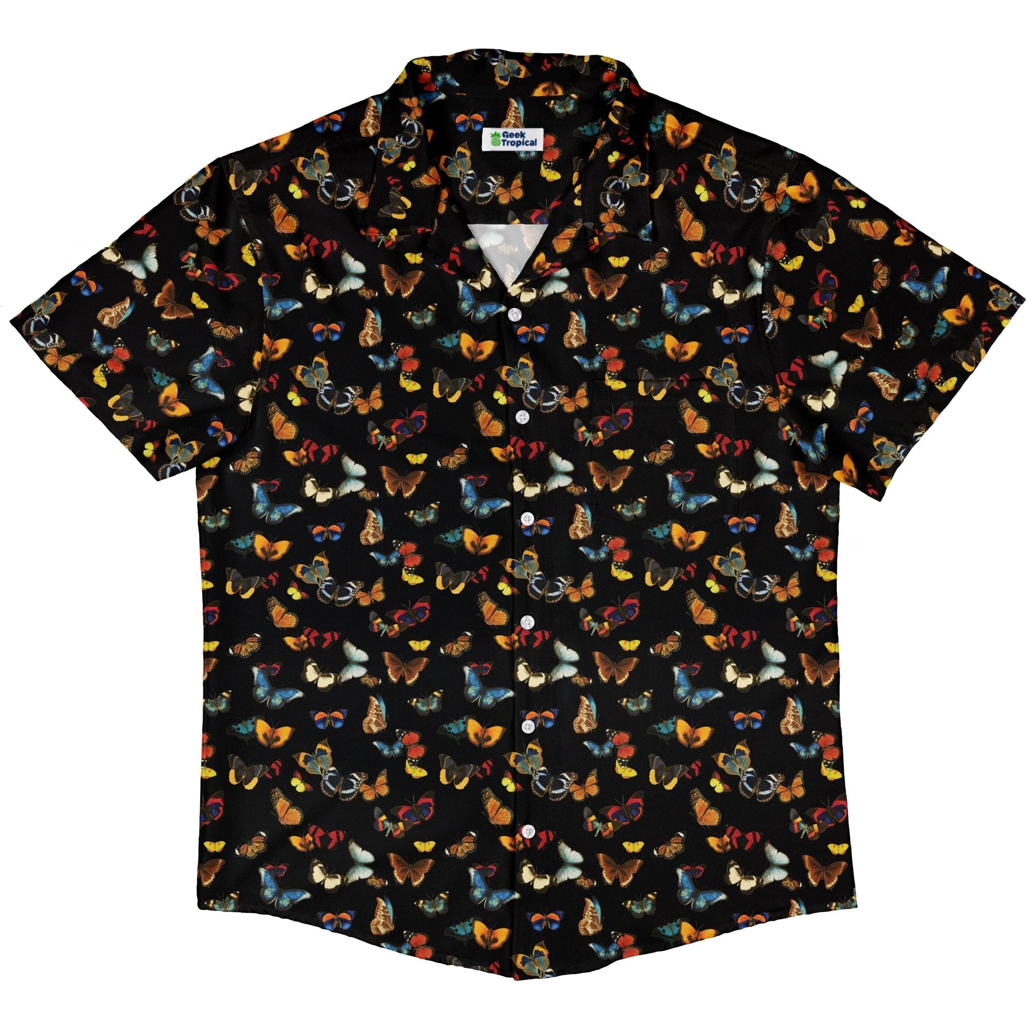 Butterfly Spring Button Up Shirt Geek Nerd 0925 adult sizing All Adult Button Up Shirts