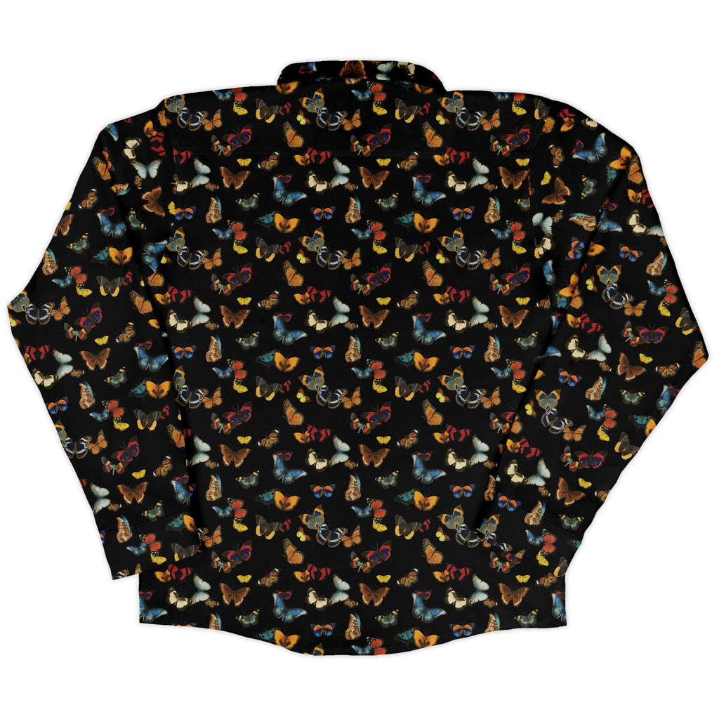 Butterfly Spring Long Sleeve Button Up Shirt Geek Nerd 0925 adult sizing All Adult Button Up Shirts