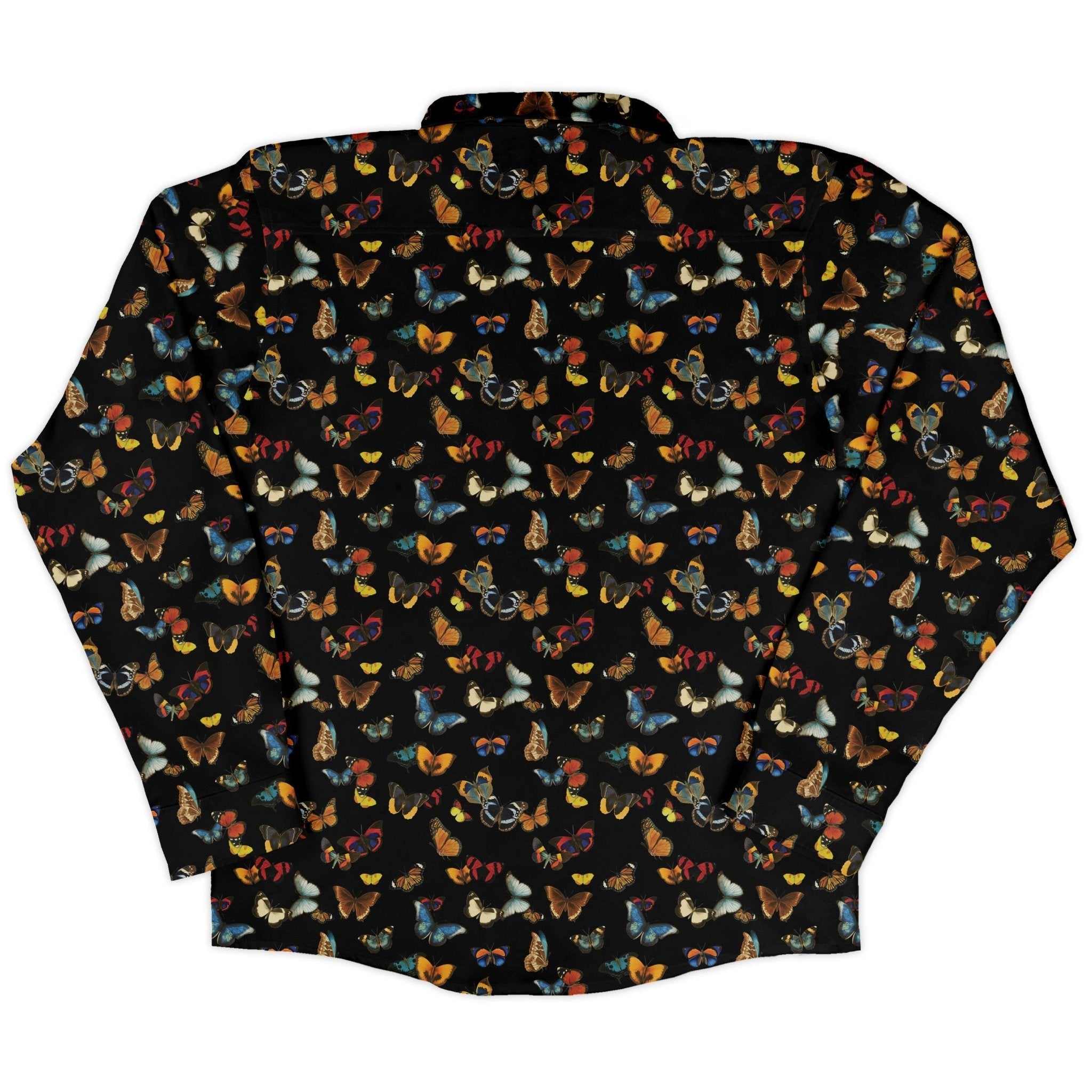 Butterfly Spring Long Sleeve Button Up Shirt Geek Nerd 0925 adult sizing All Adult Button Up Shirts