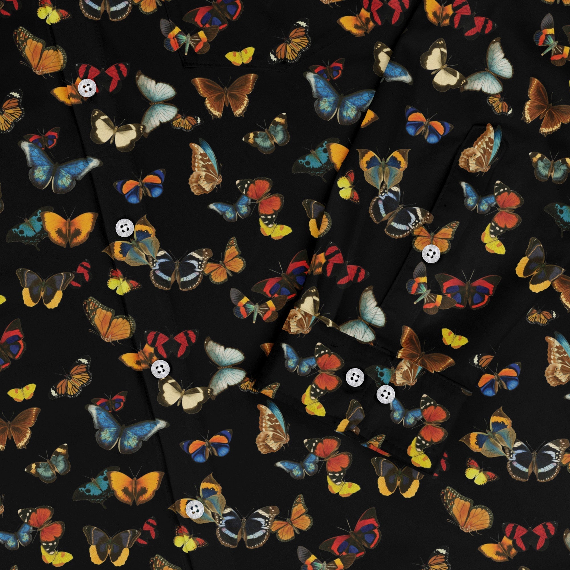 Butterfly Spring Long Sleeve Button Up Shirt Geek Nerd 0925 adult sizing All Adult Button Up Shirts