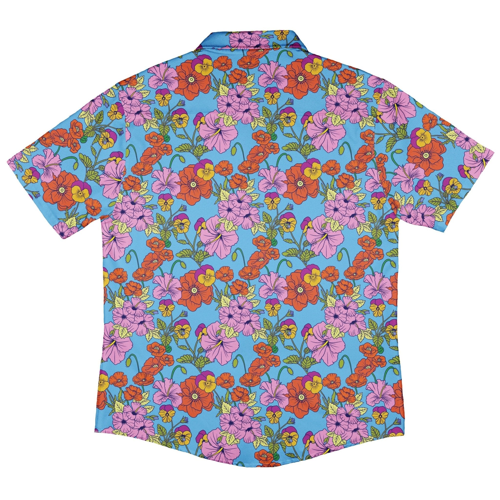 California Flowers Button Up Shirt Geek Nerd adult sizing botany print Design by Julie Kitzes