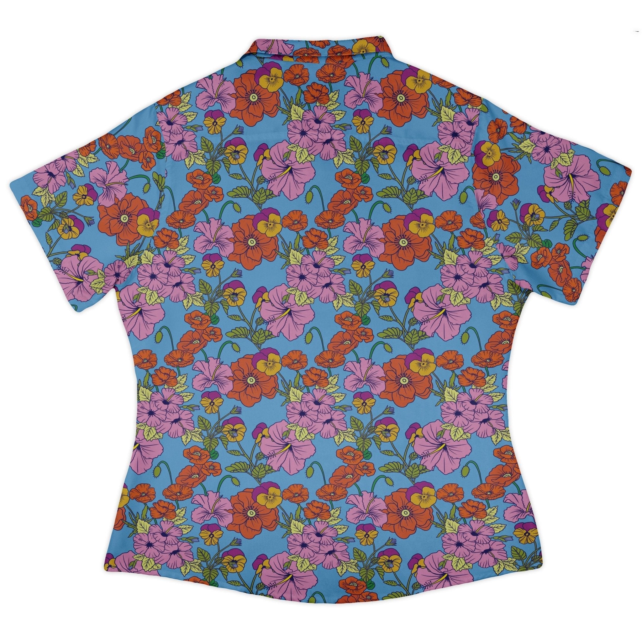 California Flowers Curvy Button Up Shirt Geek Nerd botany print Design by Julie Kitzes q225