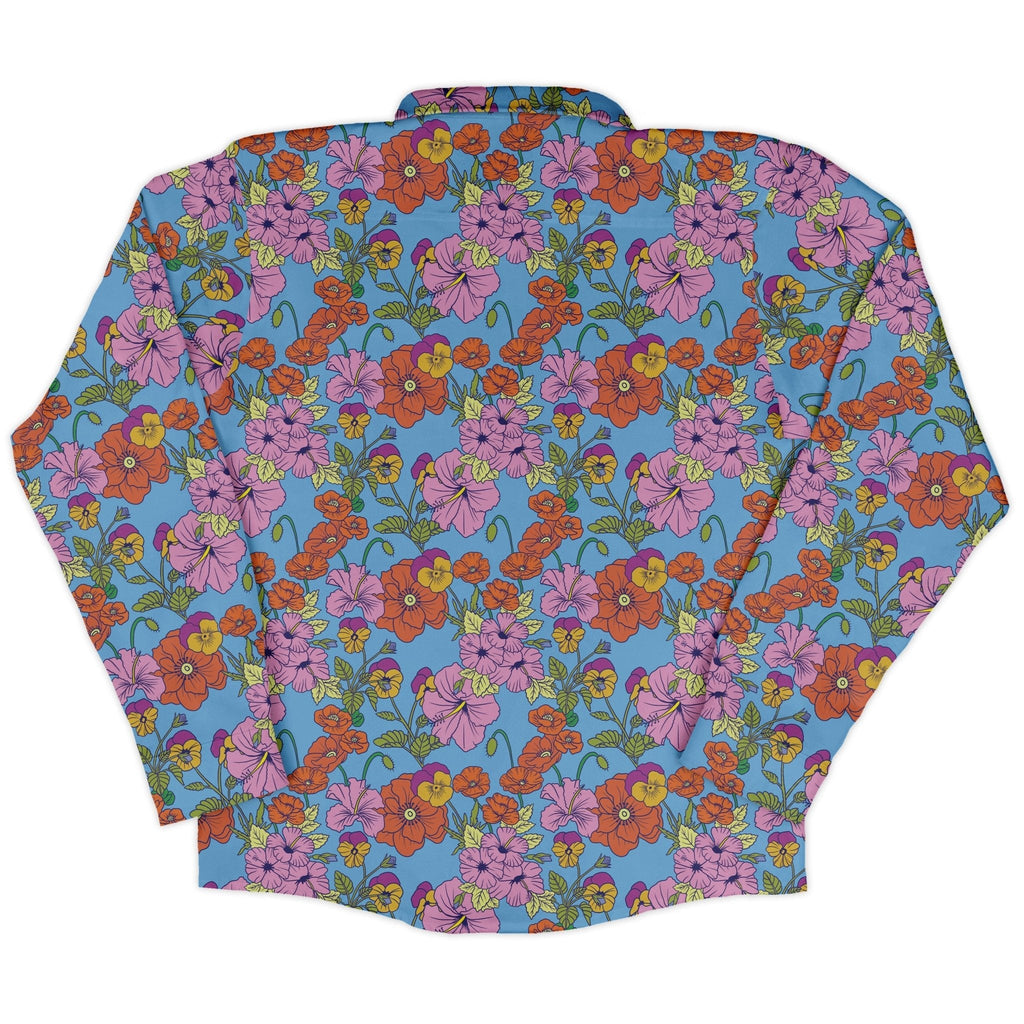 California Flowers Long Sleeve Button Up Shirt Geek Nerd adult sizing botany print Design by Julie Kitzes