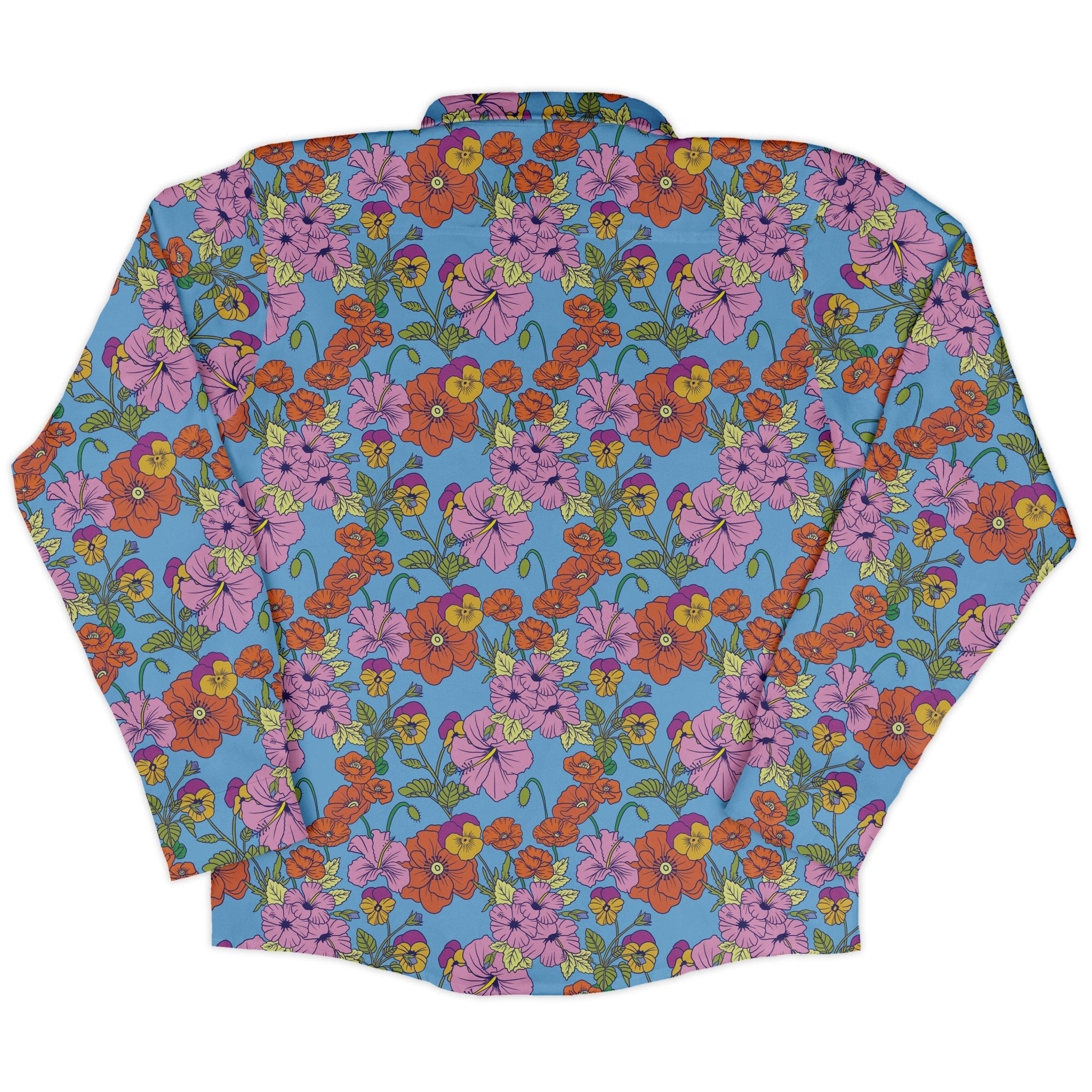 California Flowers Long Sleeve Button Up Shirt Geek Nerd adult sizing botany print Design by Julie Kitzes