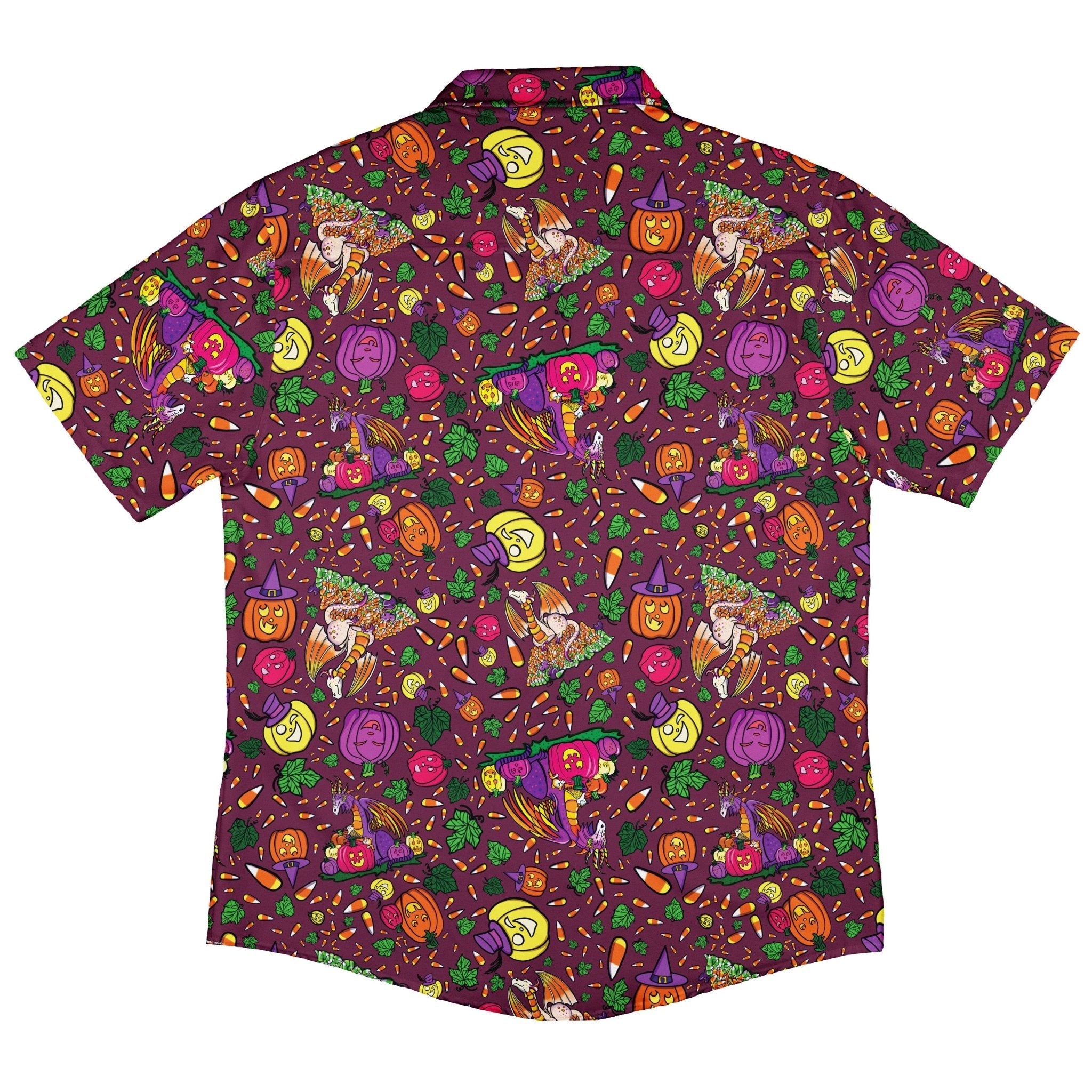 Candy Corn Dragon Button Up Shirt Geek Nerd adult sizing Designed by Rose Khan Fantasy Prints