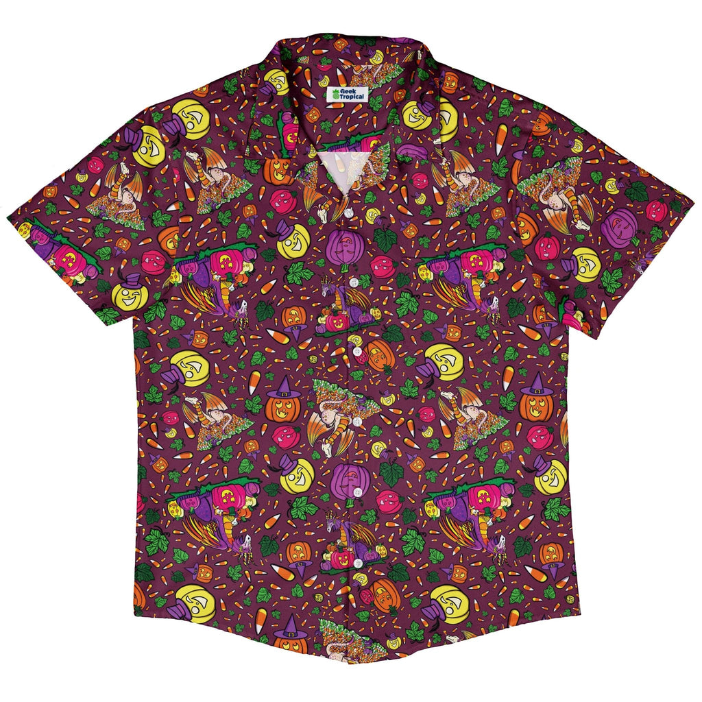 Candy Corn Dragon Button Up Shirt Geek Nerd adult sizing Designed by Rose Khan Fantasy Prints
